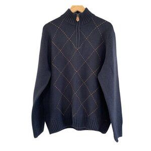 Scott Barber 100% Merino Wool Blue Mock Long Sleeve Italian Sweater Men’s Large